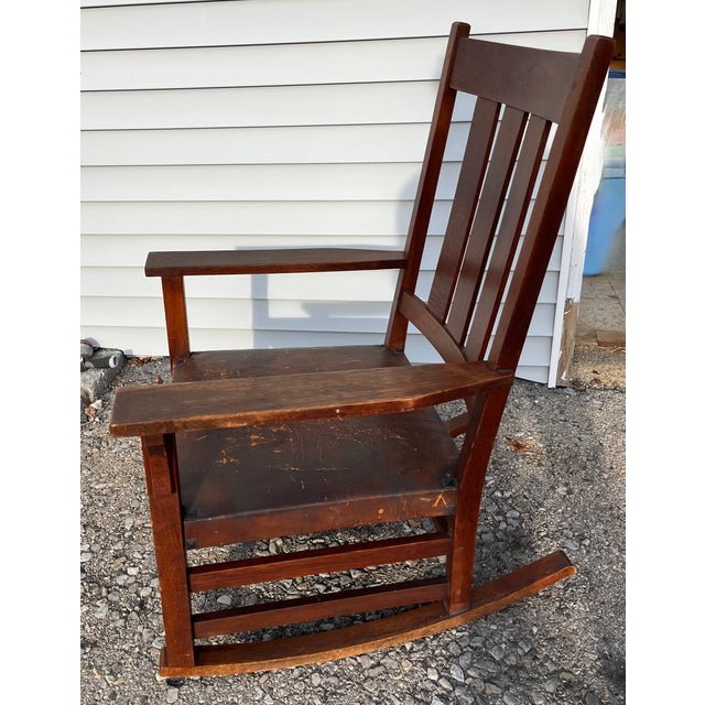 Original Stickley rocker with great old patina. Branded as shown.