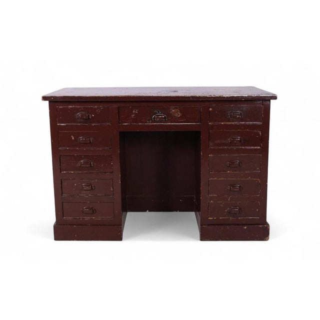 Brown Vintage Wooden Desk, 1940s For Sale - Image 8 of 8