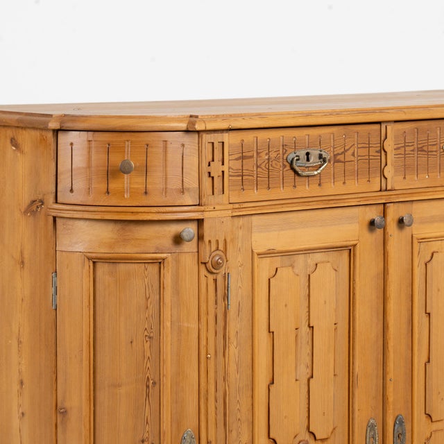 Wood 19th Century Swedish Pine Sideboard With Curved Sides For Sale - Image 7 of 18