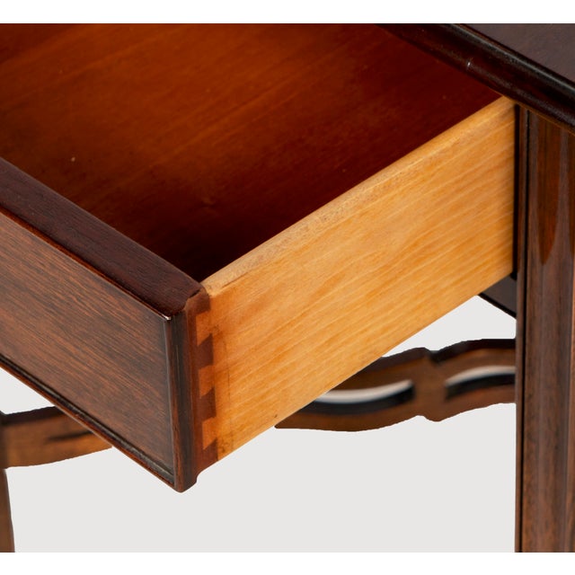 1980s Kindel Mahogany Drop Leaf Side Table / Federal Style Pembroke End Table With Drawer For Sale - Image 9 of 9