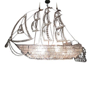 The Galleon Crystal Ship Sailboat Chandelier Attribute to Maison Baguès For Sale