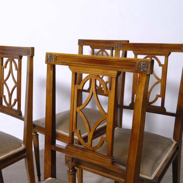 Louis XVI Chairs in Walnut, Italy, 1950s, Set of 4 For Sale - Image 12 of 16