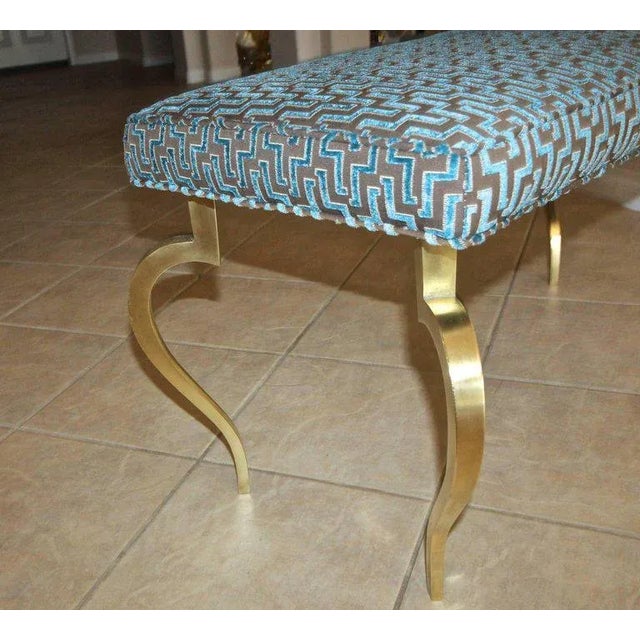 Metal Italian Mid-Century Modernist Cabriole Leg Brass Bench For Sale - Image 7 of 12
