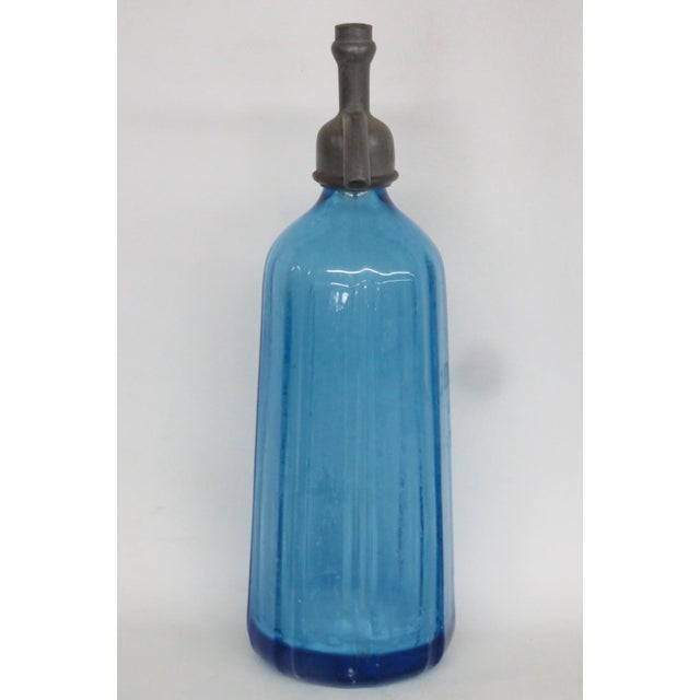 Jacob Ragosin Blue Glass Seltzer Bottle Dave Roth Made in Czechoslovakia 4854b For Sale - Image 11 of 11
