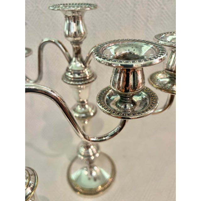 Silver Vintage Georgian Style F B Rogers 7583 Baroque Silver Plate Candelabra - A Pair For Sale - Image 8 of 13