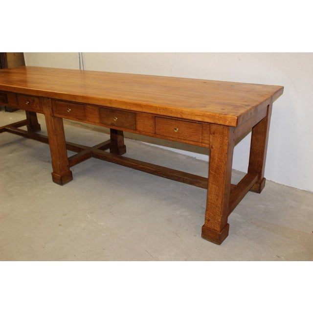 Large Community Table in Walnut and Oak For Sale - Image 4 of 18