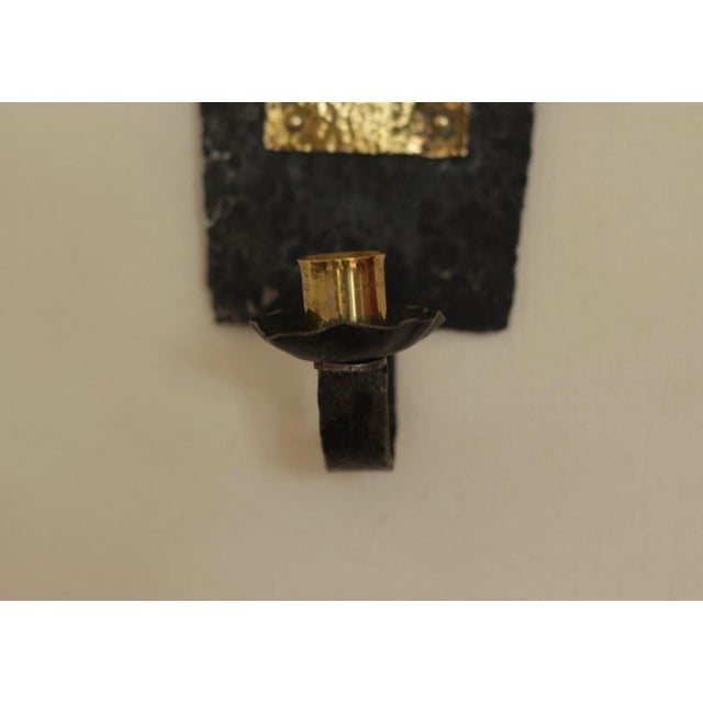 Mid-Century Modern Swedish Brass and Wrought Iron Sconces with Bird Motifs, Set of 2 For Sale - Image 5 of 14