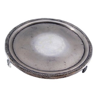 Silver Tray with Smooth Bottom, Pearly Frieze and Cut-Out Feet For Sale
