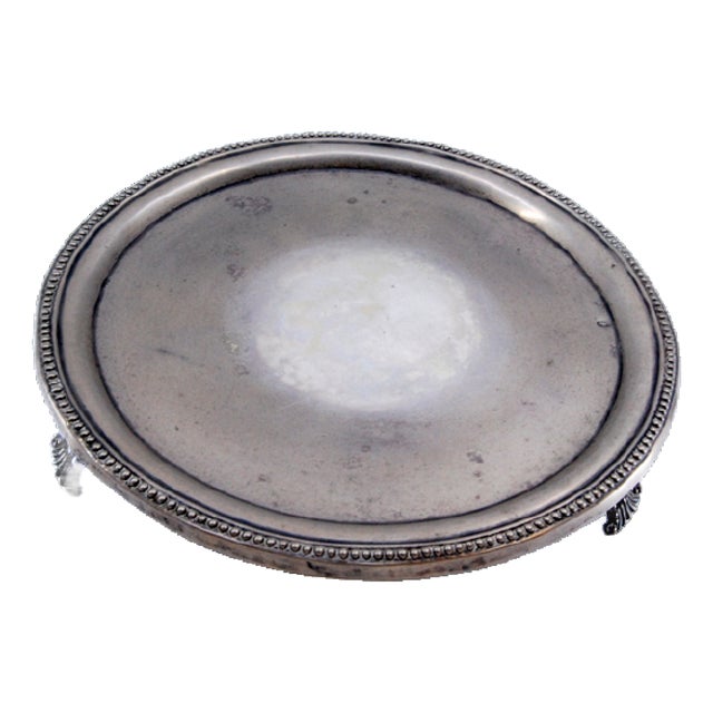 Silver Tray with Smooth Bottom, Pearly Frieze and Cut-Out Feet For Sale