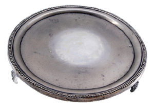 Silver Tray with Smooth Bottom, Pearly Frieze and Cut-Out Feet