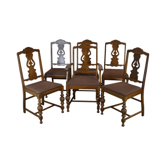 Depression Era Antique 1920's Set 6 Walnut Dining Chairs Chairish