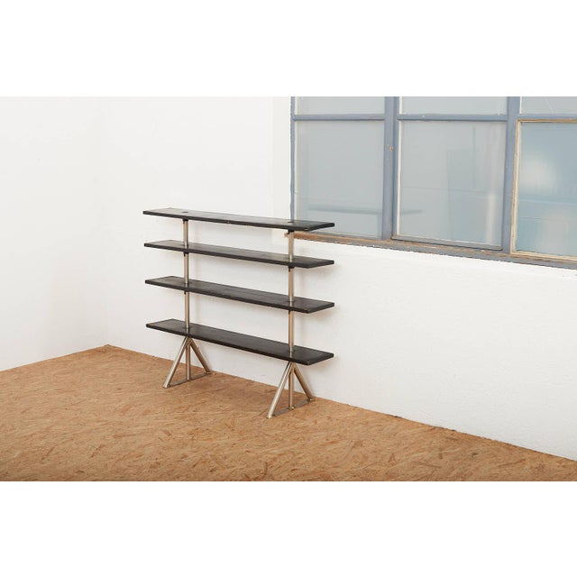 Freestanding Shelving Unit in Nickel-Plated Steel Tube Frame and Wood Shelves, 1930s For Sale - Image 15 of 17