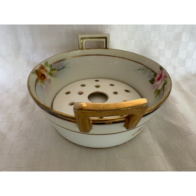 Antique Hand Painted Porcelain Butter Tub For Sale - Image 9 of 12