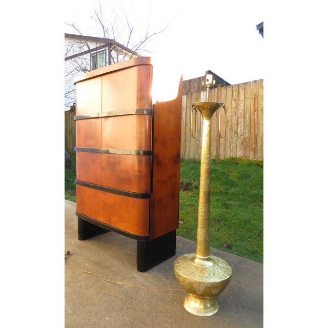 Monumental 4ft Vintage Hammered Brass Ottoman Revival Floor Lamp ~ Repousse Art ~ Hollywood Regency / Bohemian ~ Antique Lighting For Sale - Image 18 of 18