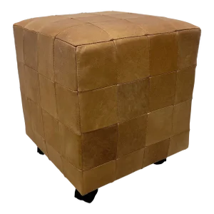C Nissen’s Mobelfabrik Patchwork Leather Stool on Casters