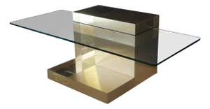 Cityscape Mid Century Modern Cantilever Floating Gold Coffee Table Attributed to Paul Evans