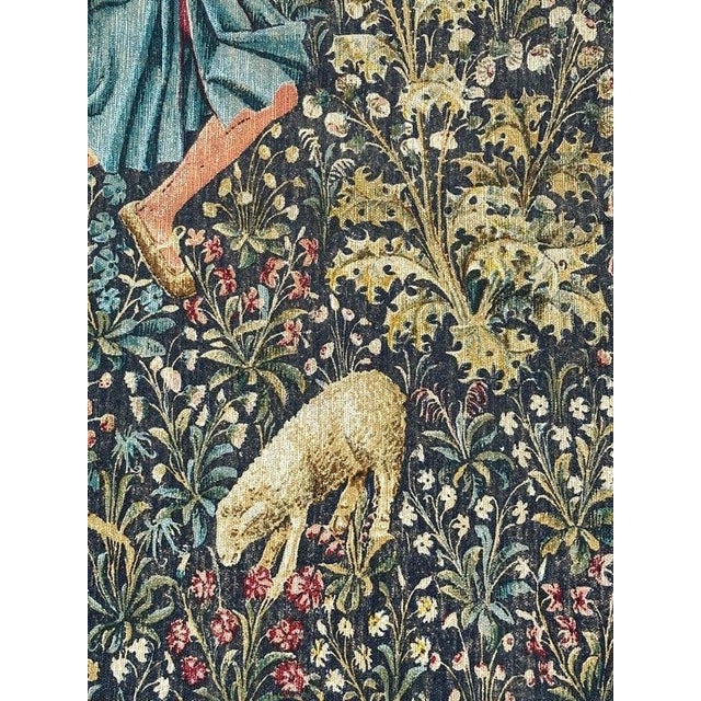 French Aubusson Style Screen Printed Hand Tapestry, 1960s For Sale - Image 13 of 18