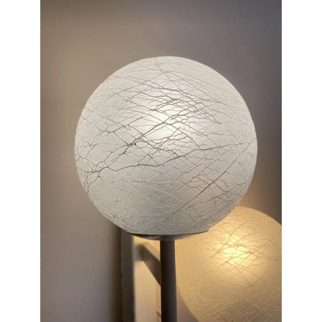 Metal Mid-Century Modern Swiss Double Globe Wall Sconce with Crackle Opaline Glass, 1960s For Sale - Image 7 of 11