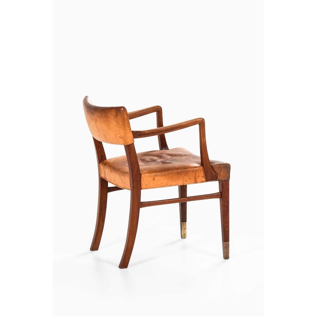 1940s Teak, Leather and Brass Armchair attributed to Ernst Kühn, 1940s For Sale - Image 5 of 12