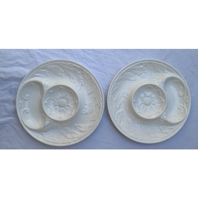 Rustic European White Majolica Artichoke Plates- A Pair For Sale - Image 3 of 8