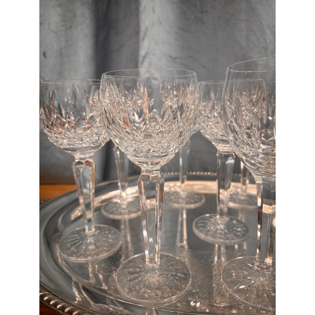 Glass 1970s Waterford Crystal Lismore Wine Glasses Goblets Set of 9 Signed Cut Crystal For Sale - Image 7 of 7