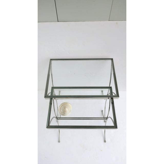 Metal Chrome and Glass Nesting End Side Tables, Midcentury Modern, Mid-20th Century For Sale - Image 7 of 14