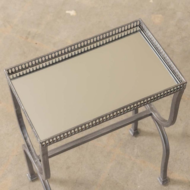 1960s French Metal and Mirror Tables, Set of 3 For Sale - Image 9 of 12