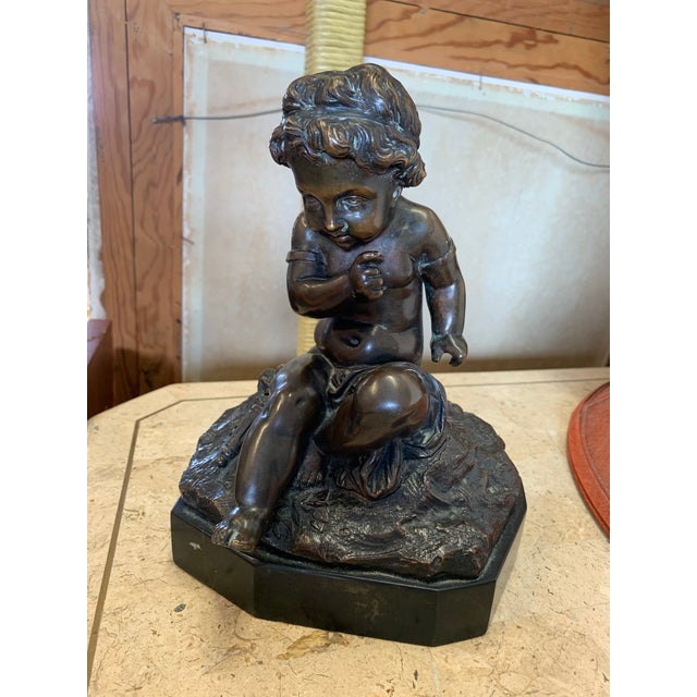 Vintage Bronze Cherub Figure For Sale In West Palm - Image 6 of 11