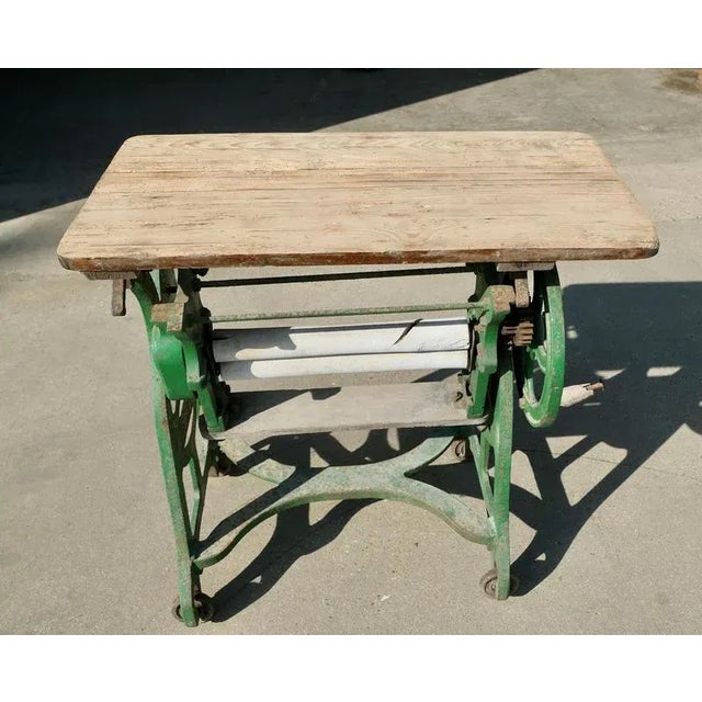 Industrial Garden Table in Cast-Iron with Pine Top, 1900 For Sale - Image 6 of 9