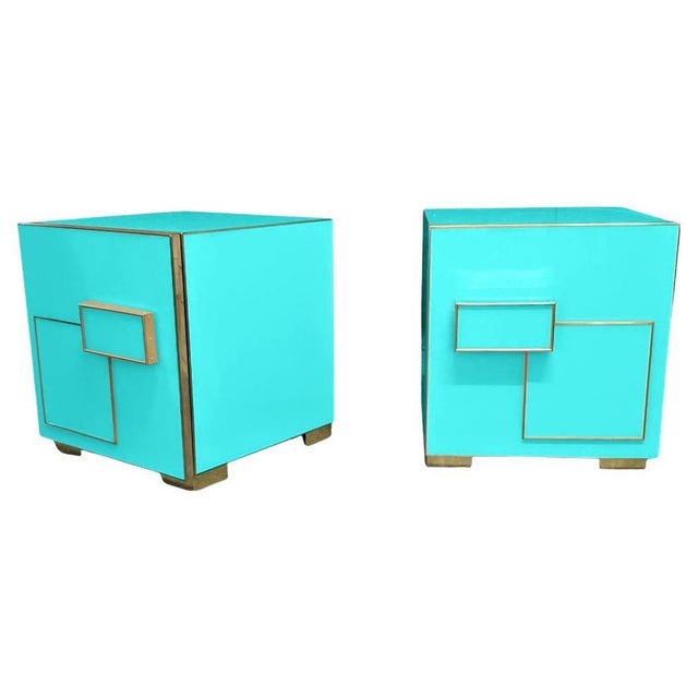 Wood Murano Glass and Brass Nightstands from Justfurnituress, Set of 2 For Sale - Image 7 of 7
