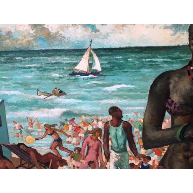Raymond Diericks, The Beach, 1950s, Oil Painting on Panel, Framed For Sale - Image 4 of 6