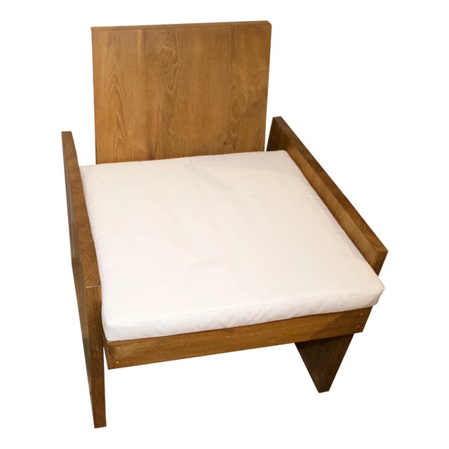 Andrianna Shamaris Minimalist Teak Wood Spa Chair For Sale