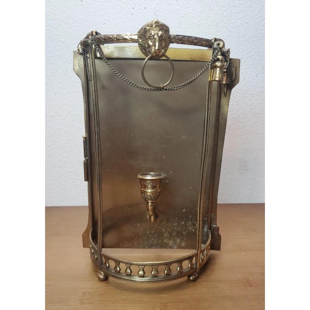 19thc French Antique Napoleon III Heraldic Lion Brass/ Bronze Candle Wall Sconce. Chain/ drape detail. Beautiful piece!