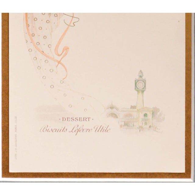 1900 Original French Advertising Menu (Woman Red Hair Braid, Mucha Box) Matted For Sale - Image 4 of 5