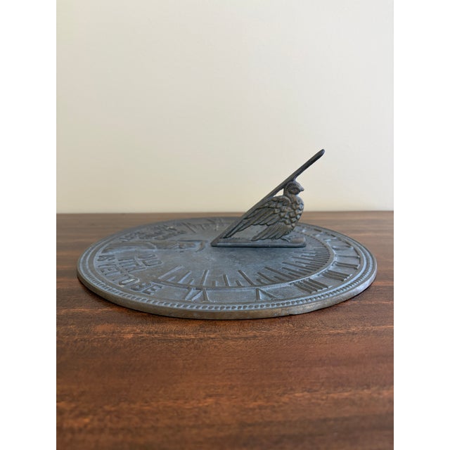Vintage English Country Iron Garden Sundial "Grow Old Along With Me" For Sale In South Bend - Image 6 of 7