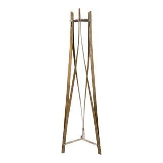 Freestanding Post-Modern Coat Rack Bent Plywood & Chrome Steel Tripod For Sale