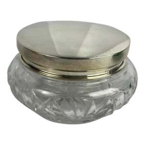 Synyer & Beddoes Sterling Silver & Cut Glass Vanity Jar Circa 1918