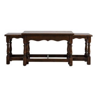 Set of 3 French Oak Nesting Tables, Circa 1970 For Sale