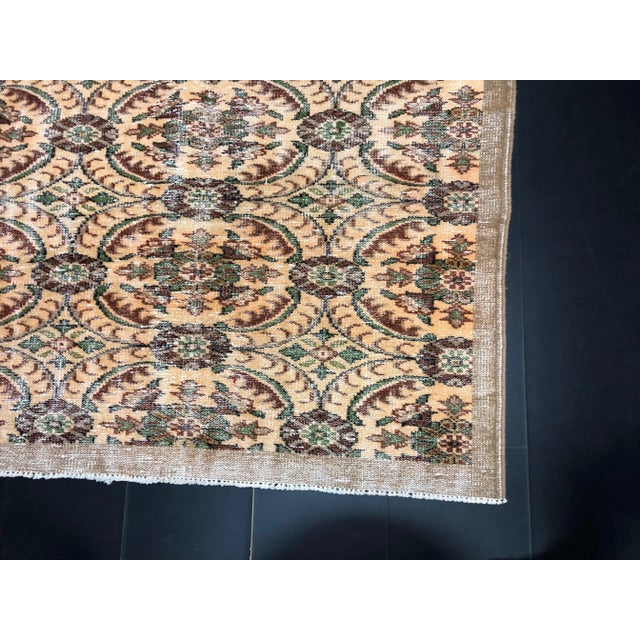 Saffron Vintage Floral Design Anatolian Turkish Handmade Rug For Sale - Image 8 of 11