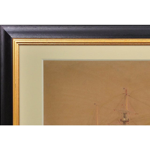 French Navy Ironclad Warship, Early 20th Century, Gouache & Watercolor on Paper For Sale - Image 6 of 18