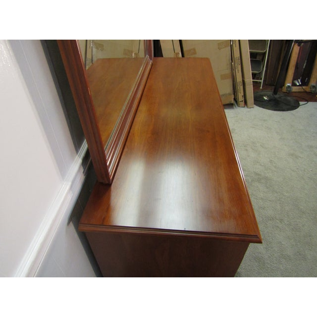 1960s Henkel Harris Solid Cherry Dresser With Mirror For Sale - Image 5 of 15