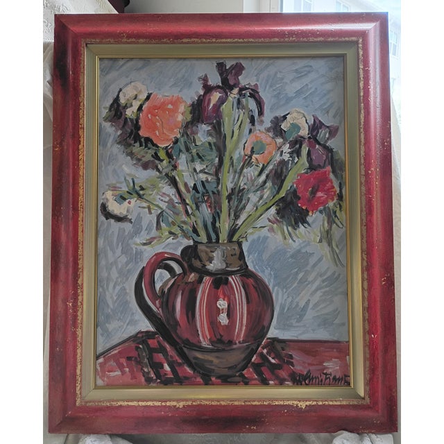 1960s Cantimori (Italian, 1906-1993) Expressionist Floral Still Life Oil Painting For Sale - Image 4 of 6