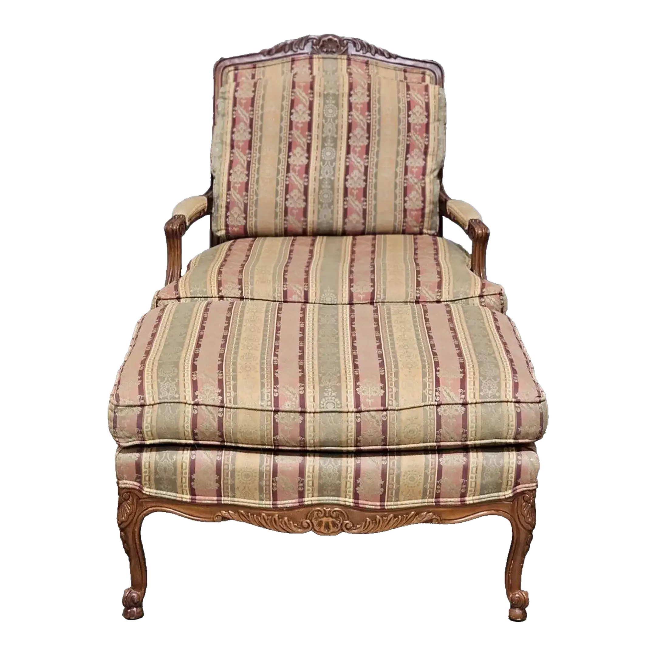 Late 20th Century Ej Victor Walnut Louis XV Arm Chair Matching