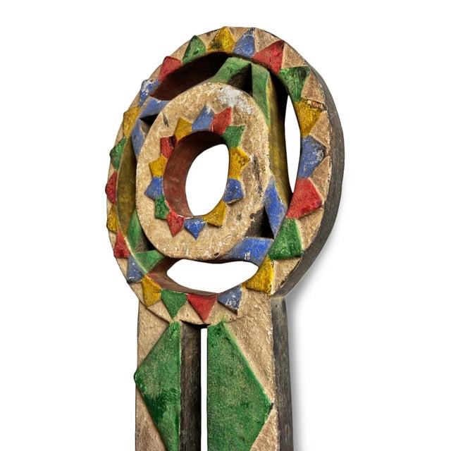 Tribal Colorful African Vintage Bobo Burkina Faso Tribal Mask For Sale - Image 3 of 7
