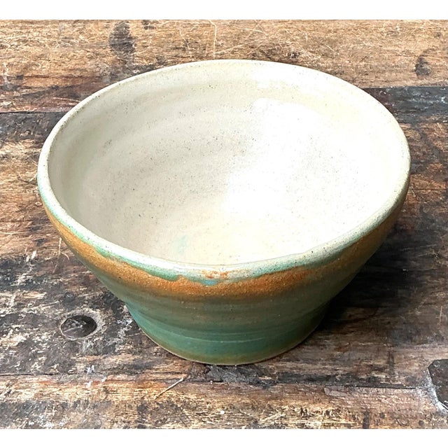 Vintage Studio Pottery Green Bowl For Sale - Image 10 of 13