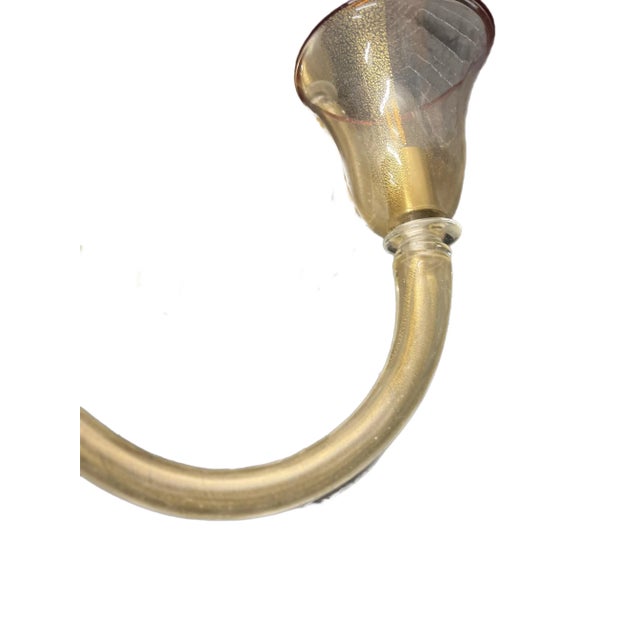 Murano 12 Arm Chandelier in Gold and Ruby Red For Sale - Image 11 of 12