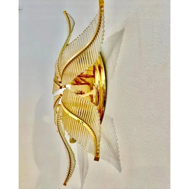 1970s Palm Glass Wall Light from Maison Scoliari, 1970s For Sale - Image 5 of 6