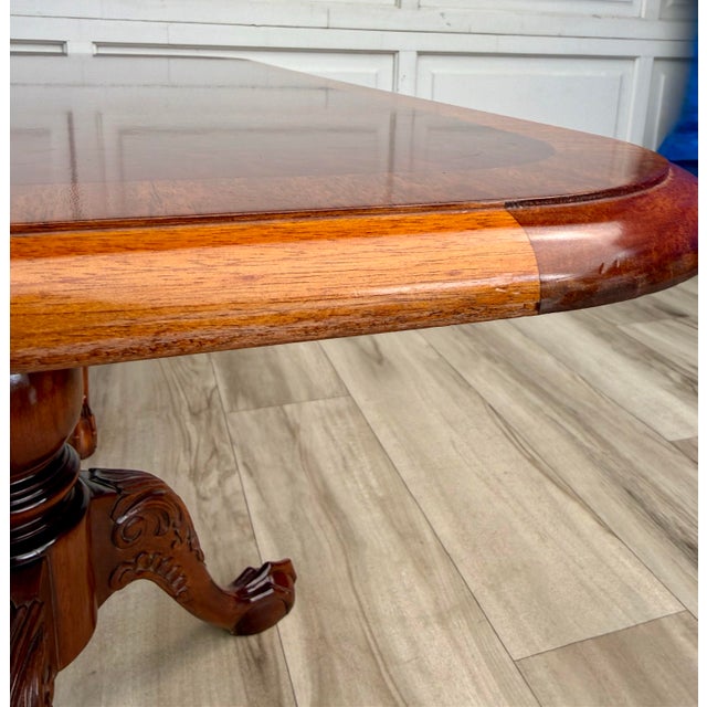English Georgian Revival Burl Veneer Coffee Table With Double Pedestal Base For Sale - Image 13 of 18