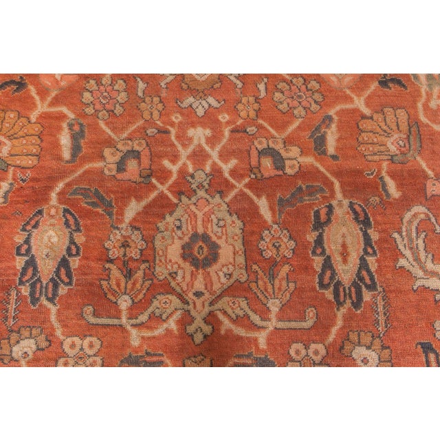 Antique Persian Sultanabad Cinnamon & Navy Blue Handwoven Carpet For Sale - Image 4 of 4