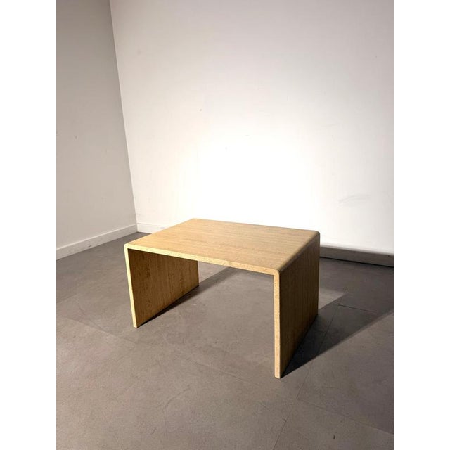 Vintage Minimalist Travertine Side Table For Sale - Image 4 of 4